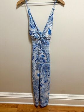 zimmermann blue long dress Blue and White floral Cotton Block Print Duster/Maxi Dress
